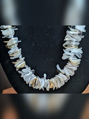 Acrylic Gold White Disc Necklace Vintage Statement